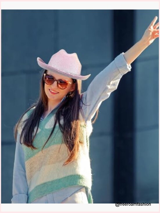 Glitter Cowgirl Hat with Heart Sunglasses Costume Set